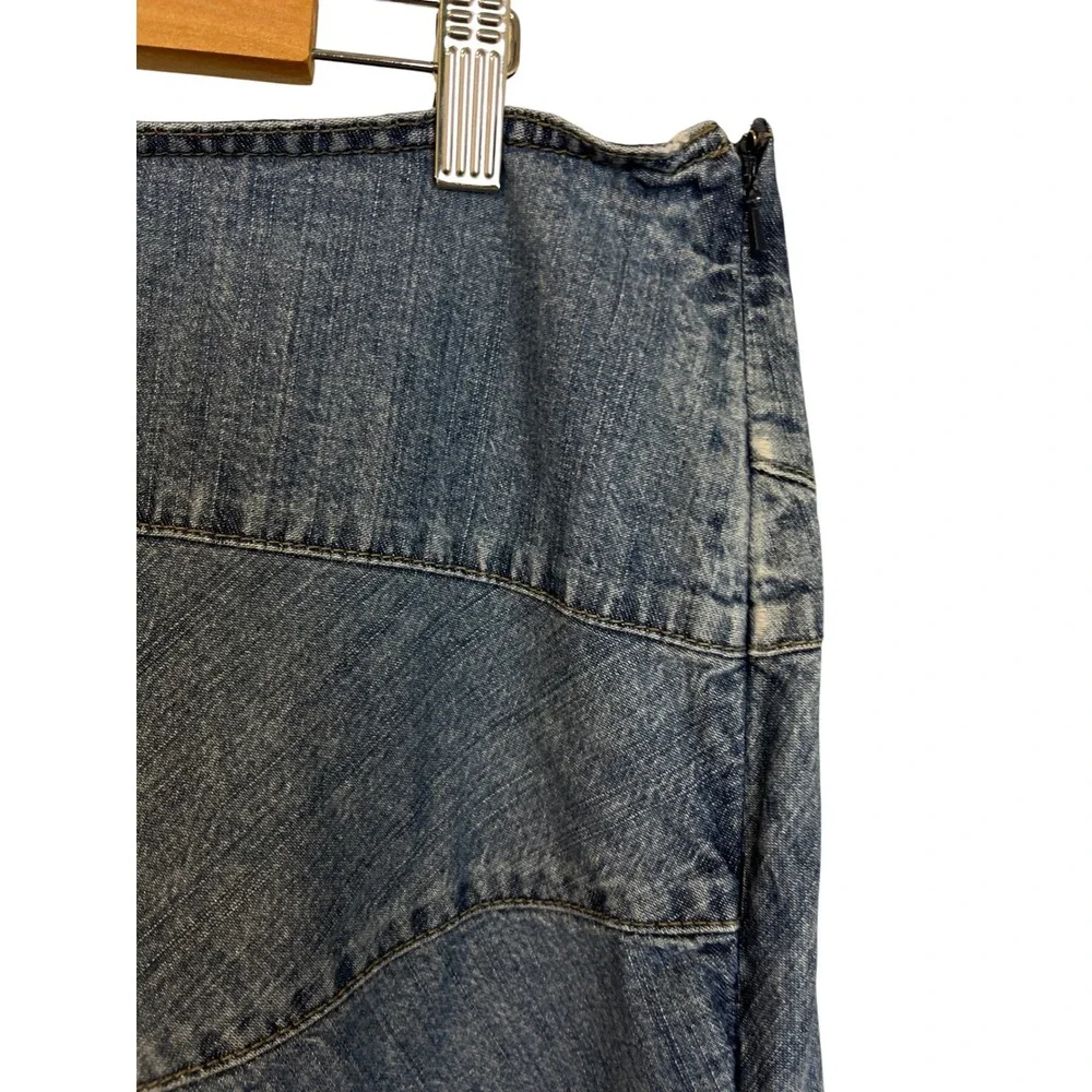 GAP Denim Skirt Sz12 Blue Ruffle Midi Y2K Boho Cowgirl Cottage Country Western